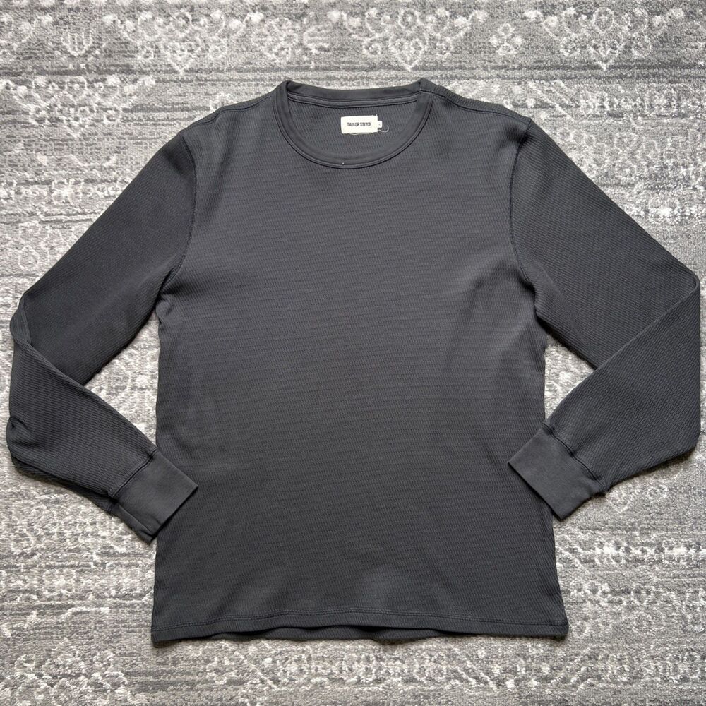 Taylor Stitch Thermal Waffle Knit Shirt Mens L 42 Gray Huckberry Organic Cotton